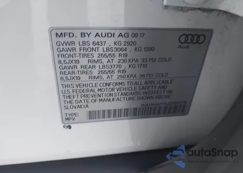 2018 Audi Q7 2.0T Premium из США, поврежденный, VIN WA1AHAF75JD007778